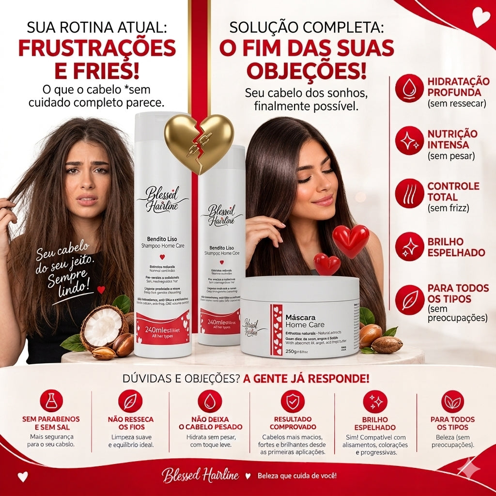 Kit Home Care Bendito Liso - Blessed Hairline