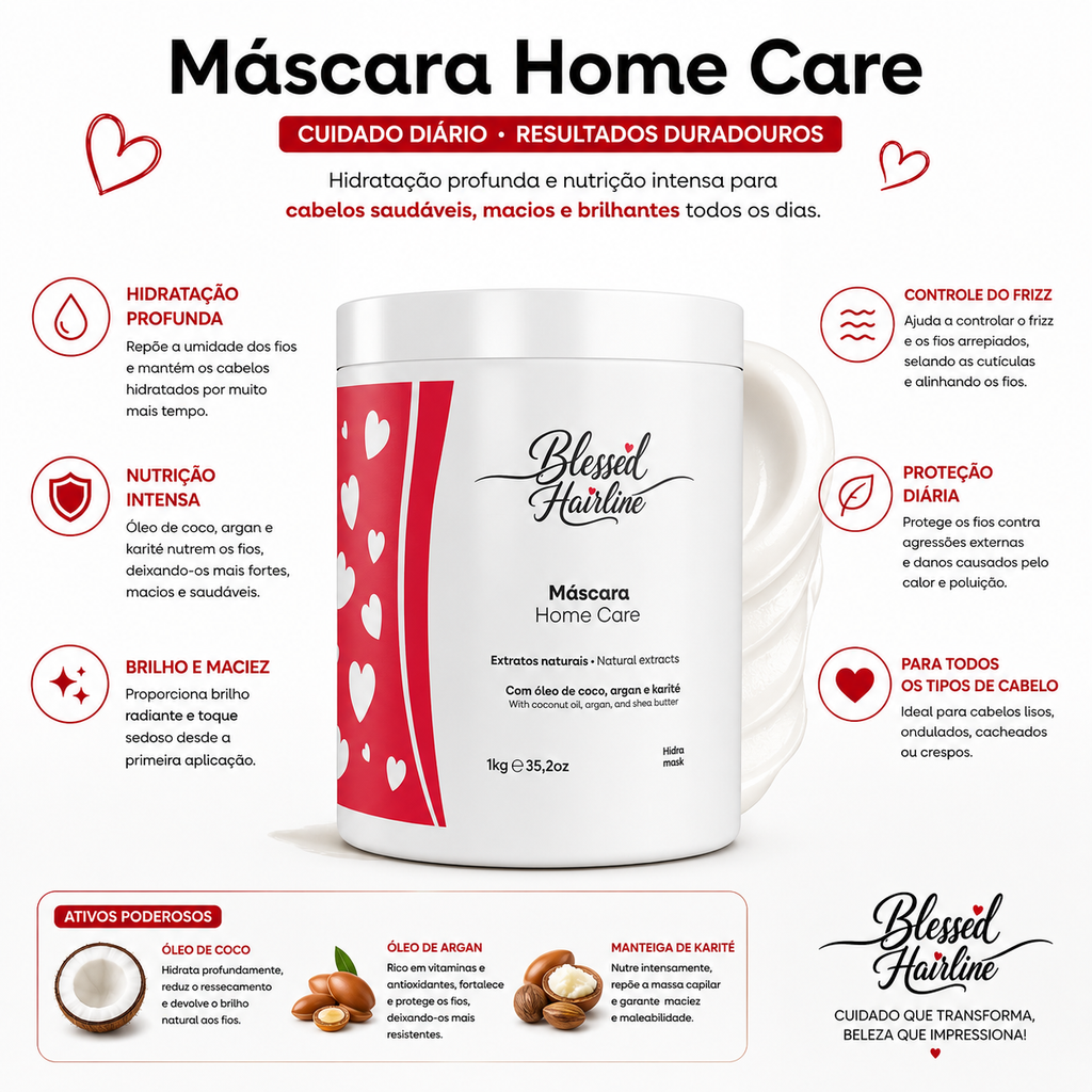Máscara Capilar Hidratante Blessed Hairline Hidra Mask Home Care Pós-Química 1kg